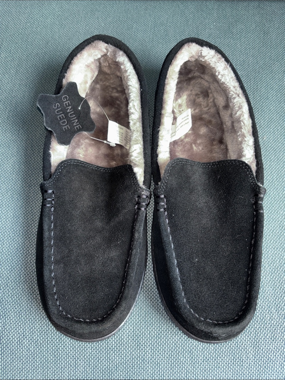 George Black Suede Fleece-Lined Slip-On Loafers